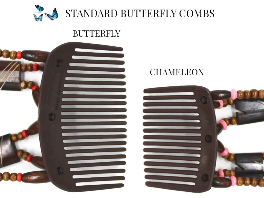 African Butterfly Chameleon Hair Comb - Beada Tube Clear 10