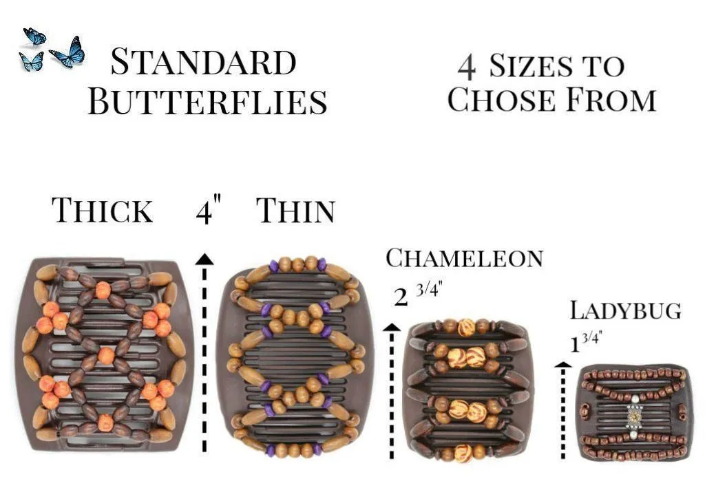 African Butterfly Chameleon Hair Comb - Stones & Bones Black 33