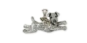 Airedale Terrier Angel Pendant Jewelry Sterling Silver Handmade Dog Pendant AR15-AP