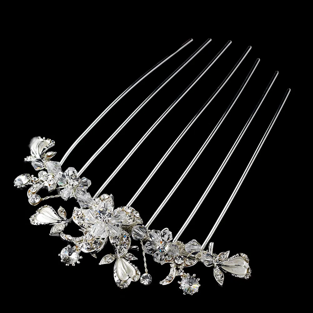 Alluring Antique Silver or Gold Swarovski Crystall Bridal Comb