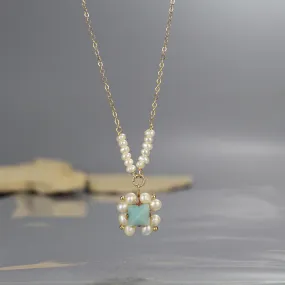 Amazonite Pearl Victoria Necklace