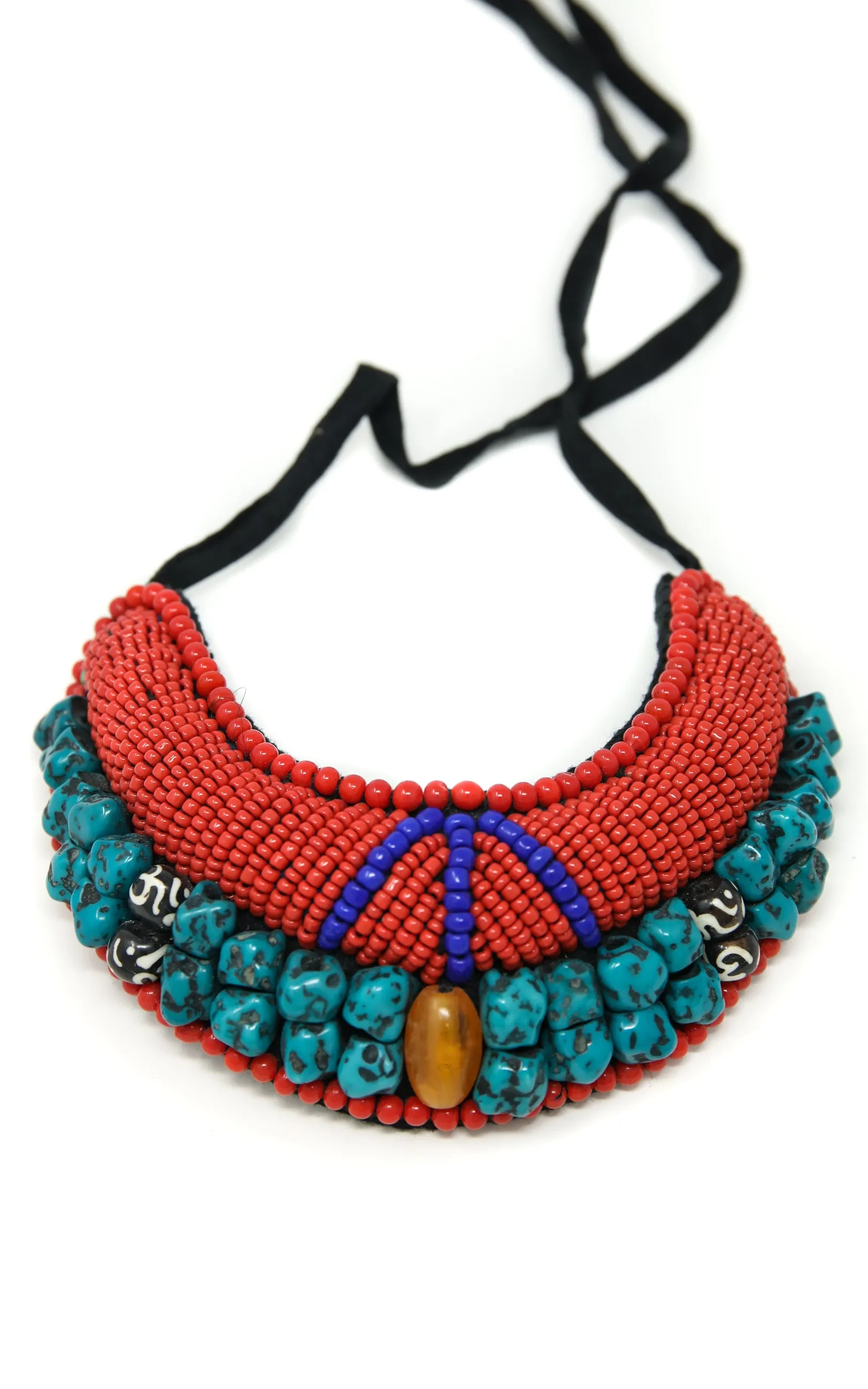 Amber Beaded Tibetan Neckpiece