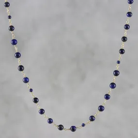 Andaman Sea Blue Lapis Lazuli and Brass Long Beaded Necklace