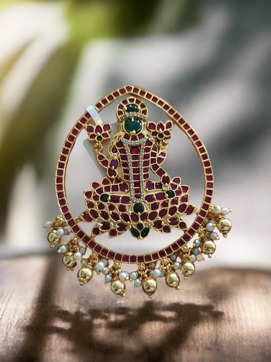 Antique Kemp Lakshmi Pendant with Golden & Pearl Drops