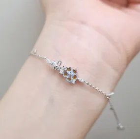 Aurora Butterfly Flower Bracelet 925 Silver