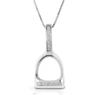 AWST Int'l Sterling Silver & CZ Stirrup Necklace