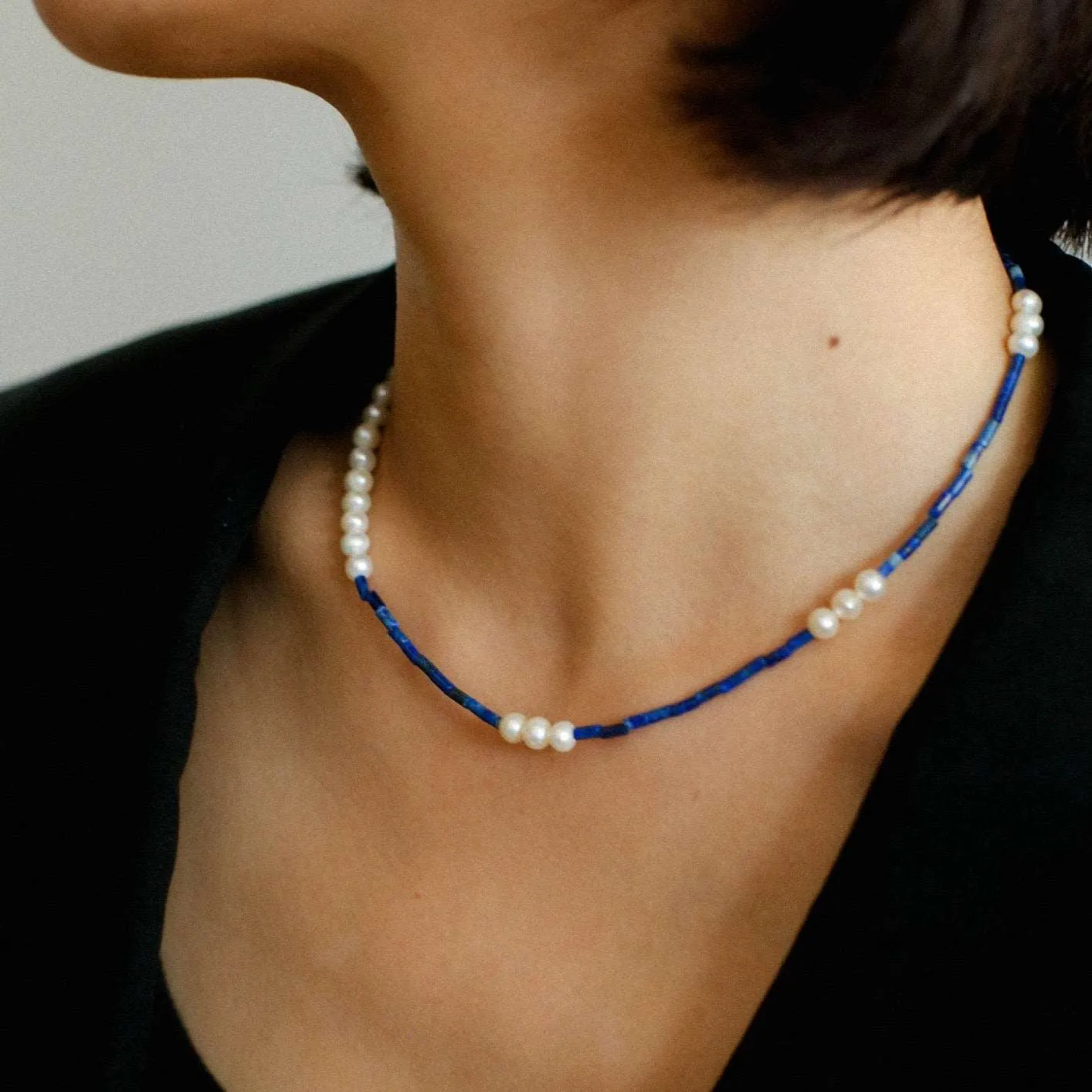 Azure Mosaic Freshwater Pearl Necklace