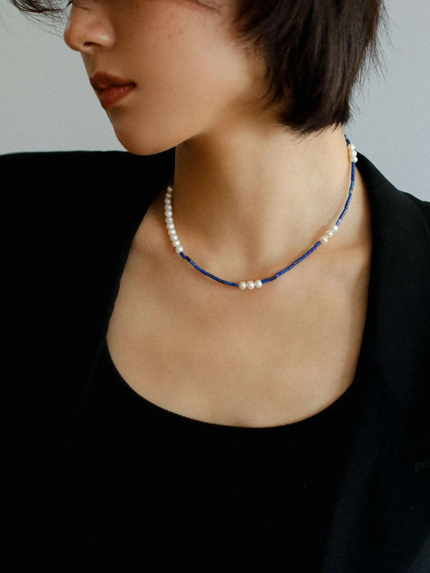 Azure Mosaic Freshwater Pearl Necklace