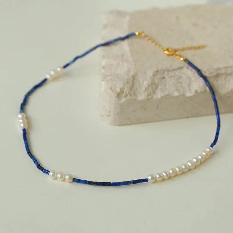 Azure Mosaic Freshwater Pearl Necklace