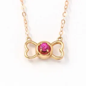 Baikalla™ "Lucky 4 Leaf Clover" 18K Rose Gold & Ruby & Diamond Pendant Necklace (4 in 1)