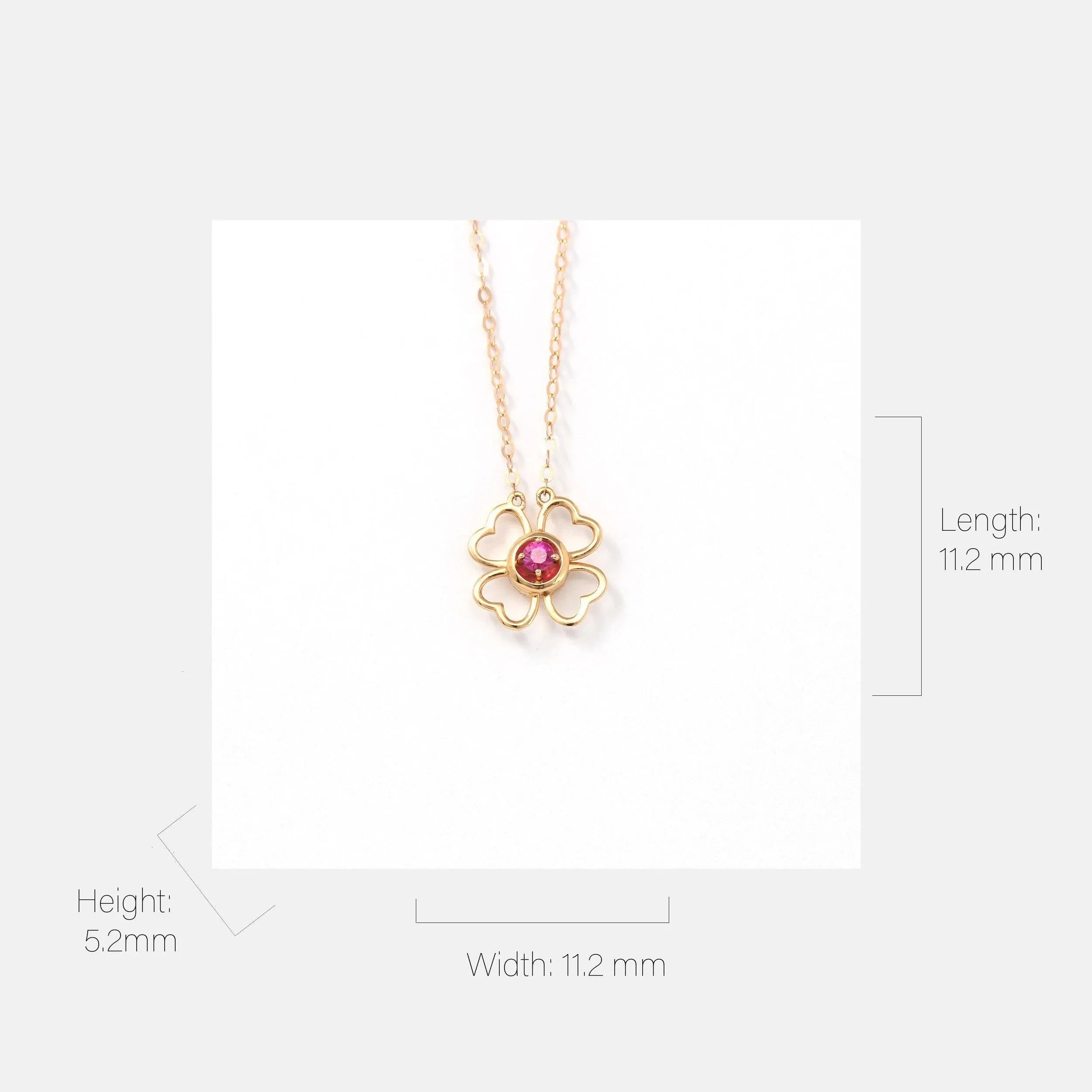 Baikalla™ "Lucky 4 Leaf Clover" 18K Rose Gold & Ruby & Diamond Pendant Necklace (4 in 1)