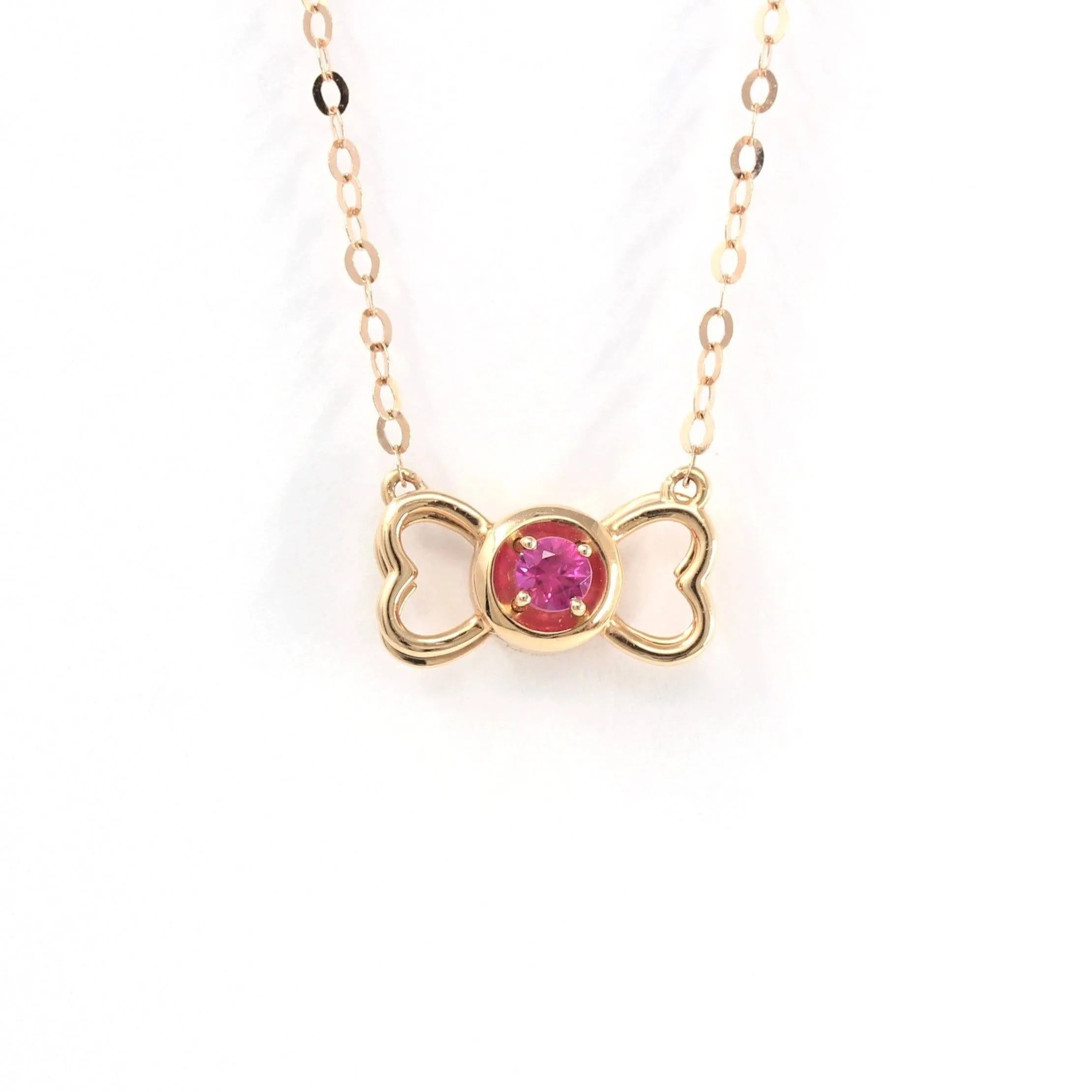 Baikalla™ "Lucky 4 Leaf Clover" 18K Rose Gold & Ruby & Diamond Pendant Necklace (4 in 1)