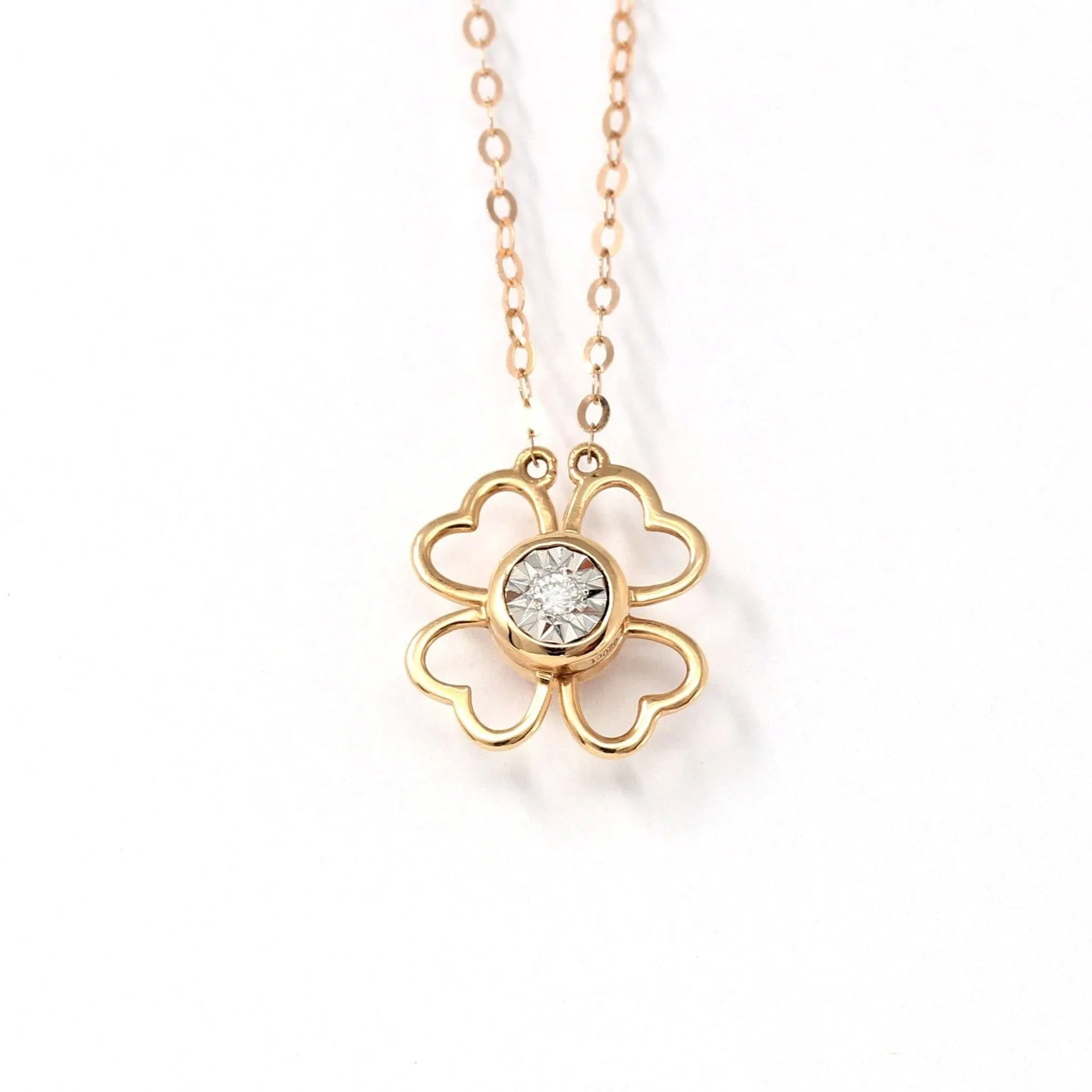 Baikalla™ "Lucky 4 Leaf Clover" 18K Rose Gold & Ruby & Diamond Pendant Necklace (4 in 1)