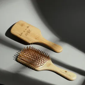 Bamboo Paddle Hair Brush | Bamboo Bristles Detangling Comb | With Cotton Pouch