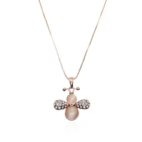 Bee Simulated Moonstone Pendant Necklace