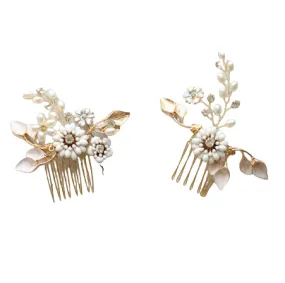 Bellamie Gold Floral Hair Comb Set