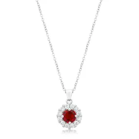 Belle Ruby Red Round  Halo Pendant | 3.2ct