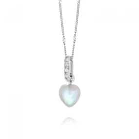 Beloved Moonstone Heart Drop Pendant Sterling Silver Necklace JN02_SLV