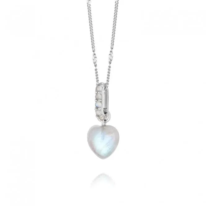 Beloved Moonstone Heart Drop Pendant Sterling Silver Necklace JN02_SLV