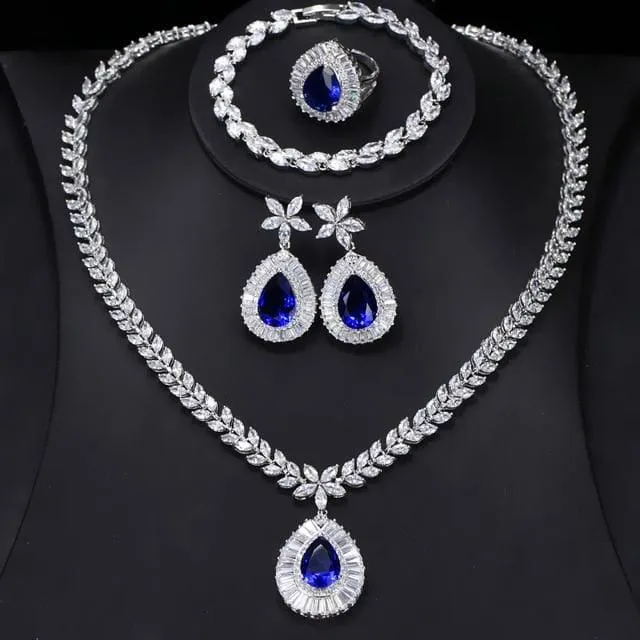 Big Water Drop Cubic Zircon Luxury Jewelry Set