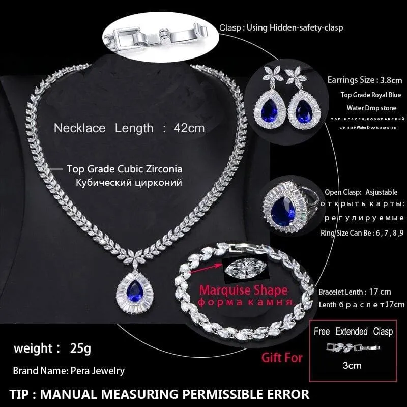 Big Water Drop Cubic Zircon Luxury Jewelry Set