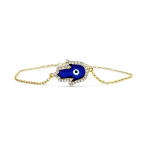 Blue Hamsa Hand Lucky Evil Eye Bracelet