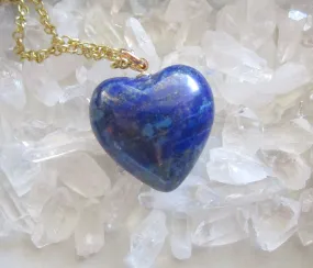 Blue Lapis Lazuli Gemstone Heart Pendant Necklace