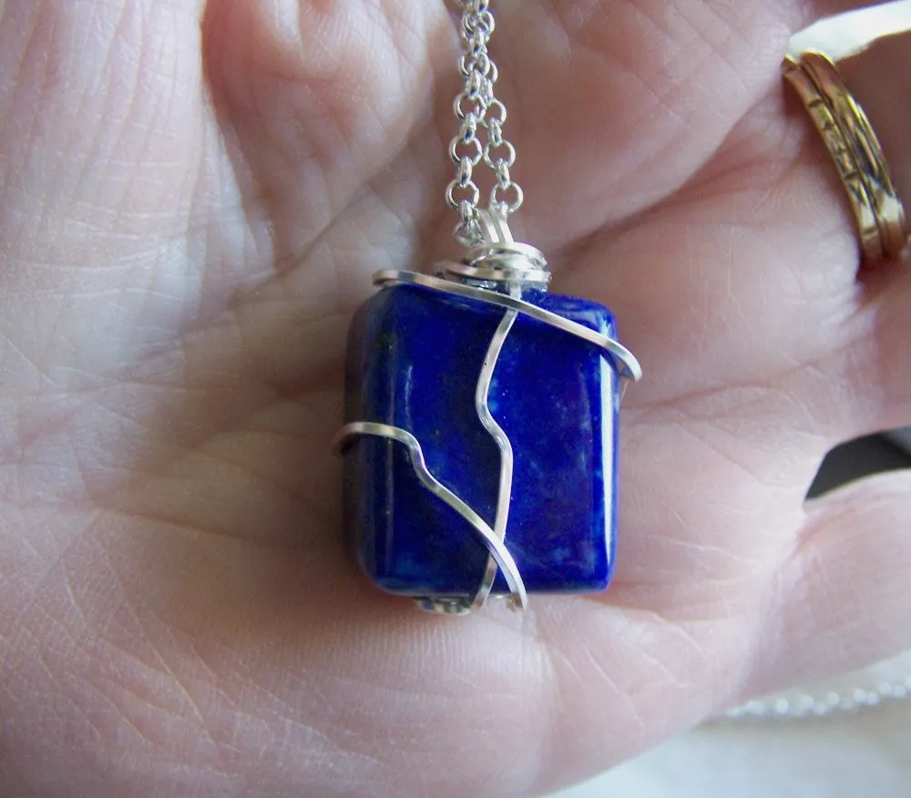 Blue Lapis Lazuli Natural Polished Gemstone Pendant Necklace