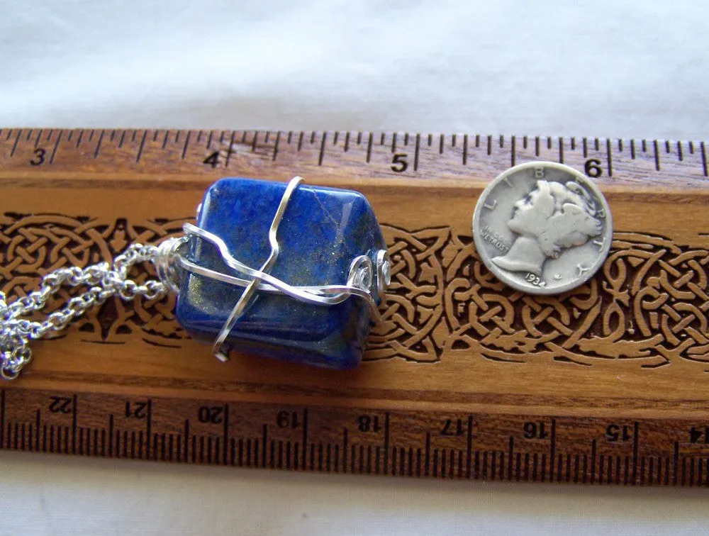 Blue Lapis Lazuli Natural Polished Gemstone Pendant Necklace