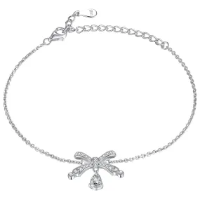 Bowknot Pear Shape Zircon Sterling Silver Bracelet