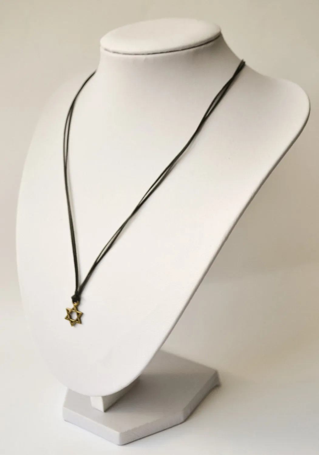 Bronze Star of David necklace for men, black cord