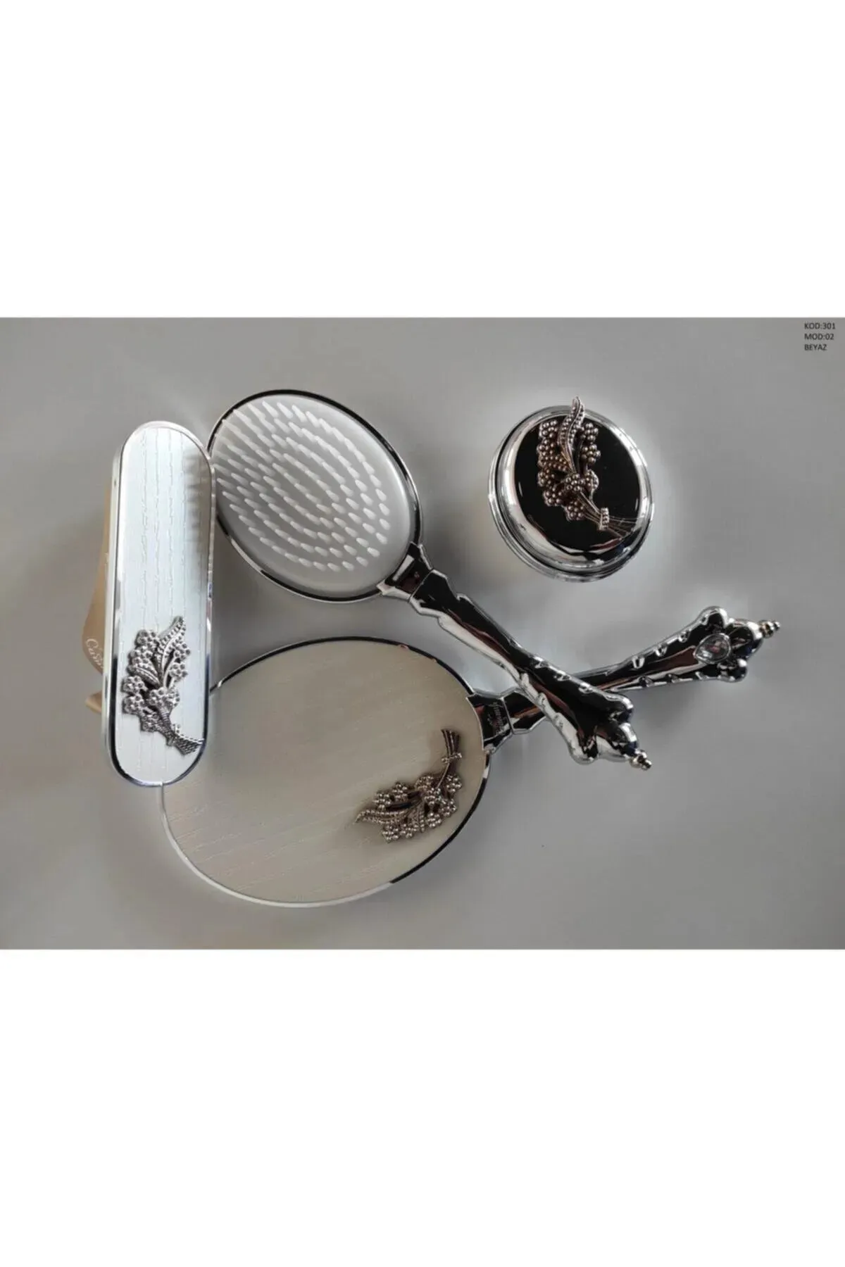 Camomile Bridal Dowry Gift Mirror Comb Set with 2 Leaves