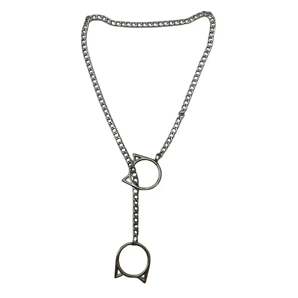 Cat Ring Drop Chain Necklace