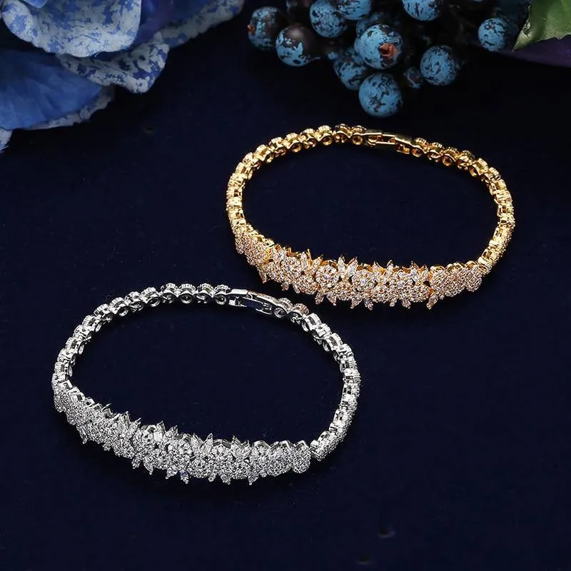 Charming 4 piece AAAA  Zircon Diamonds Necklace Earrings Ring And Bracelet Bridal Wedding Jewelry Set