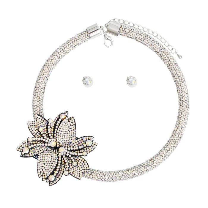 Choker Bling Pointed Flower Set for Women