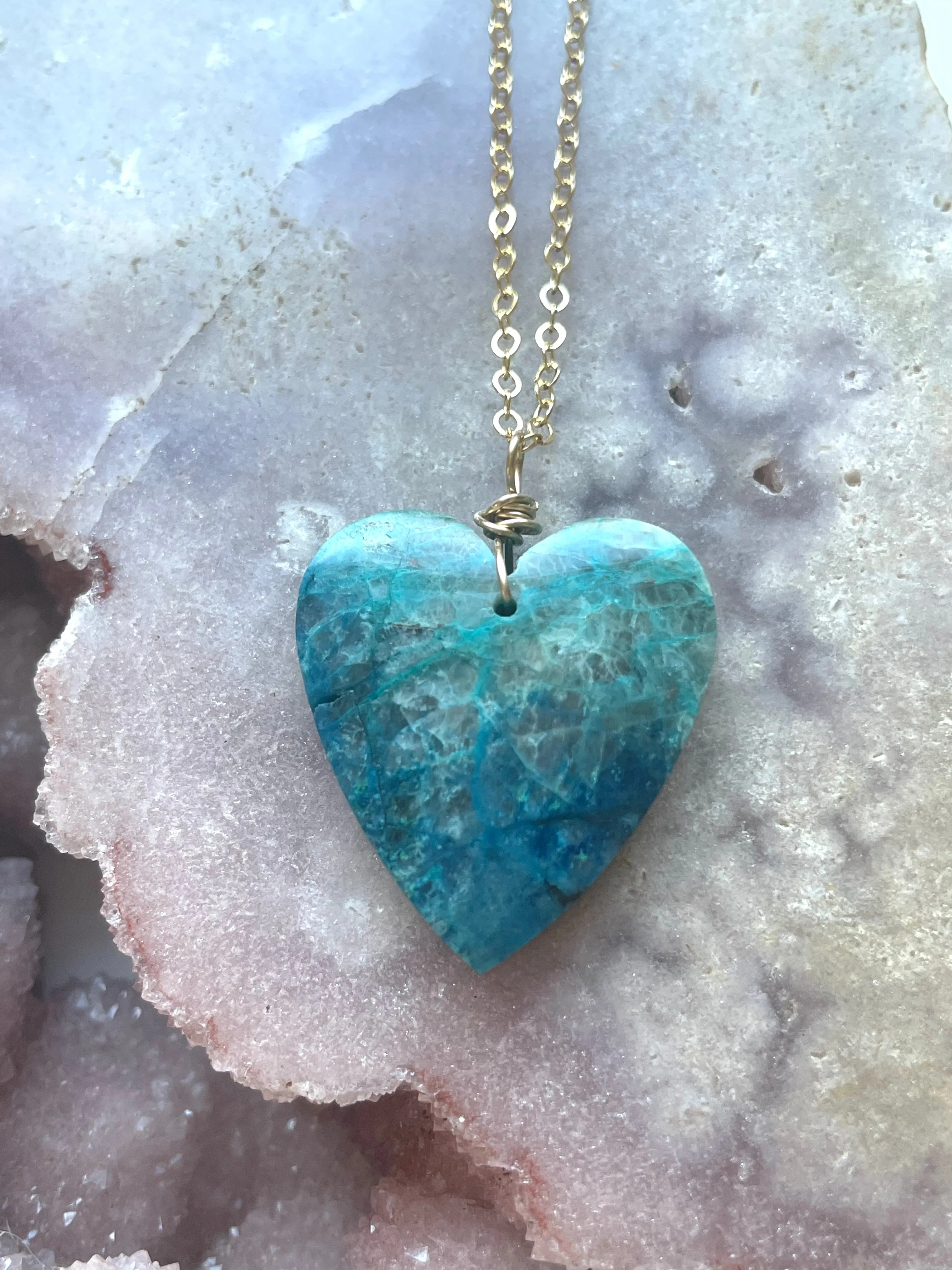 Chrysocolla Heart Pendant Necklace