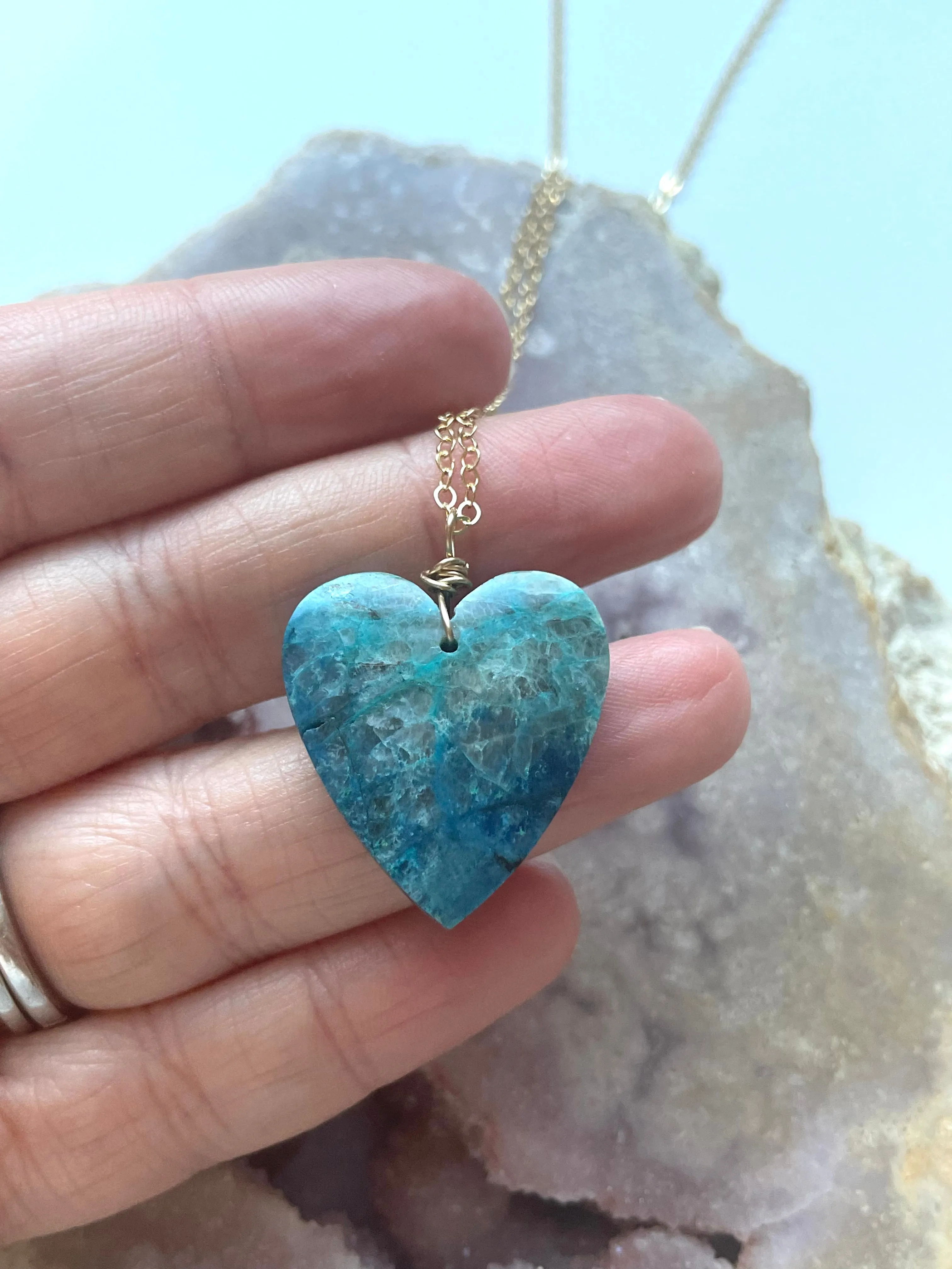 Chrysocolla Heart Pendant Necklace