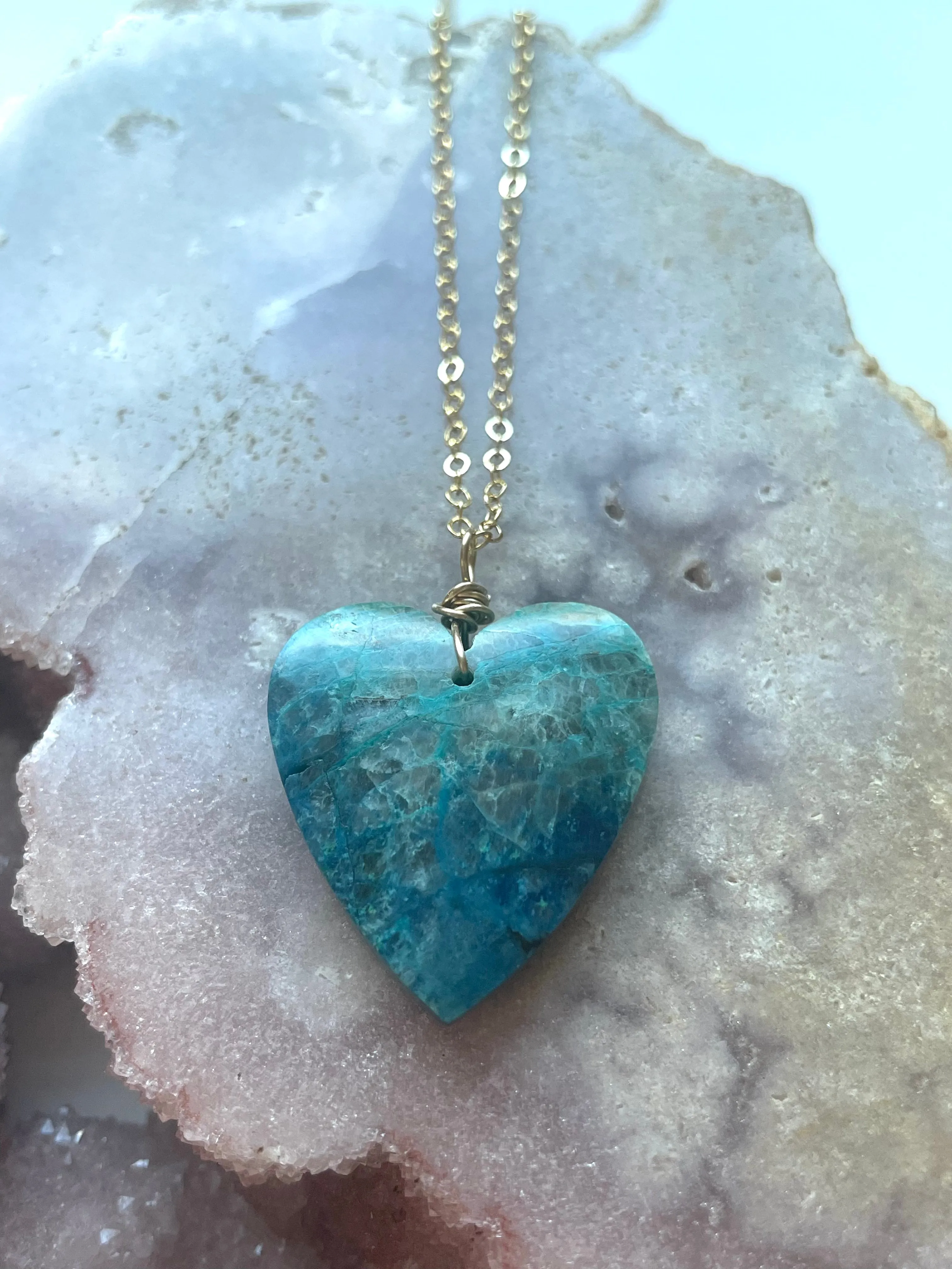 Chrysocolla Heart Pendant Necklace