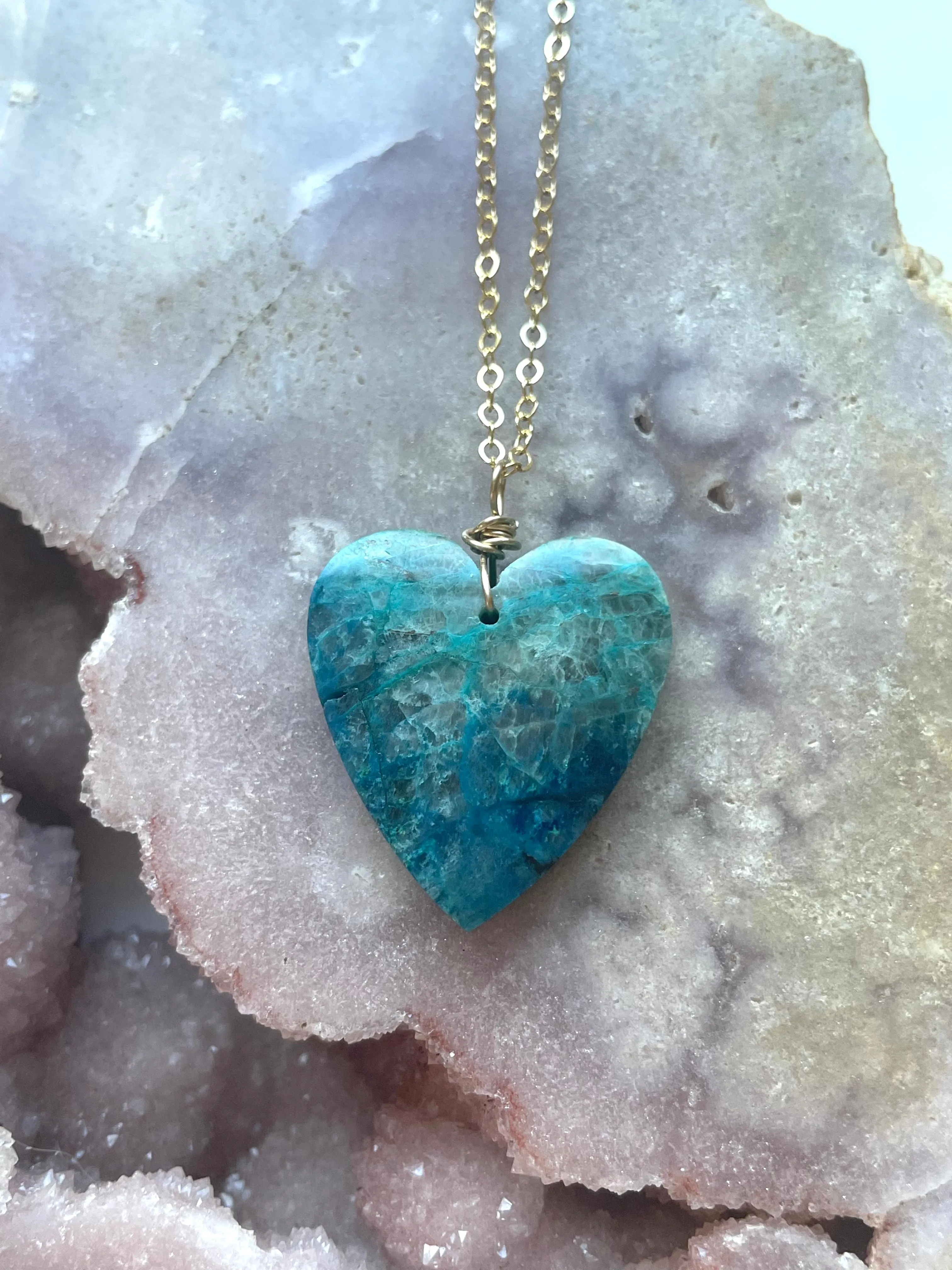 Chrysocolla Heart Pendant Necklace