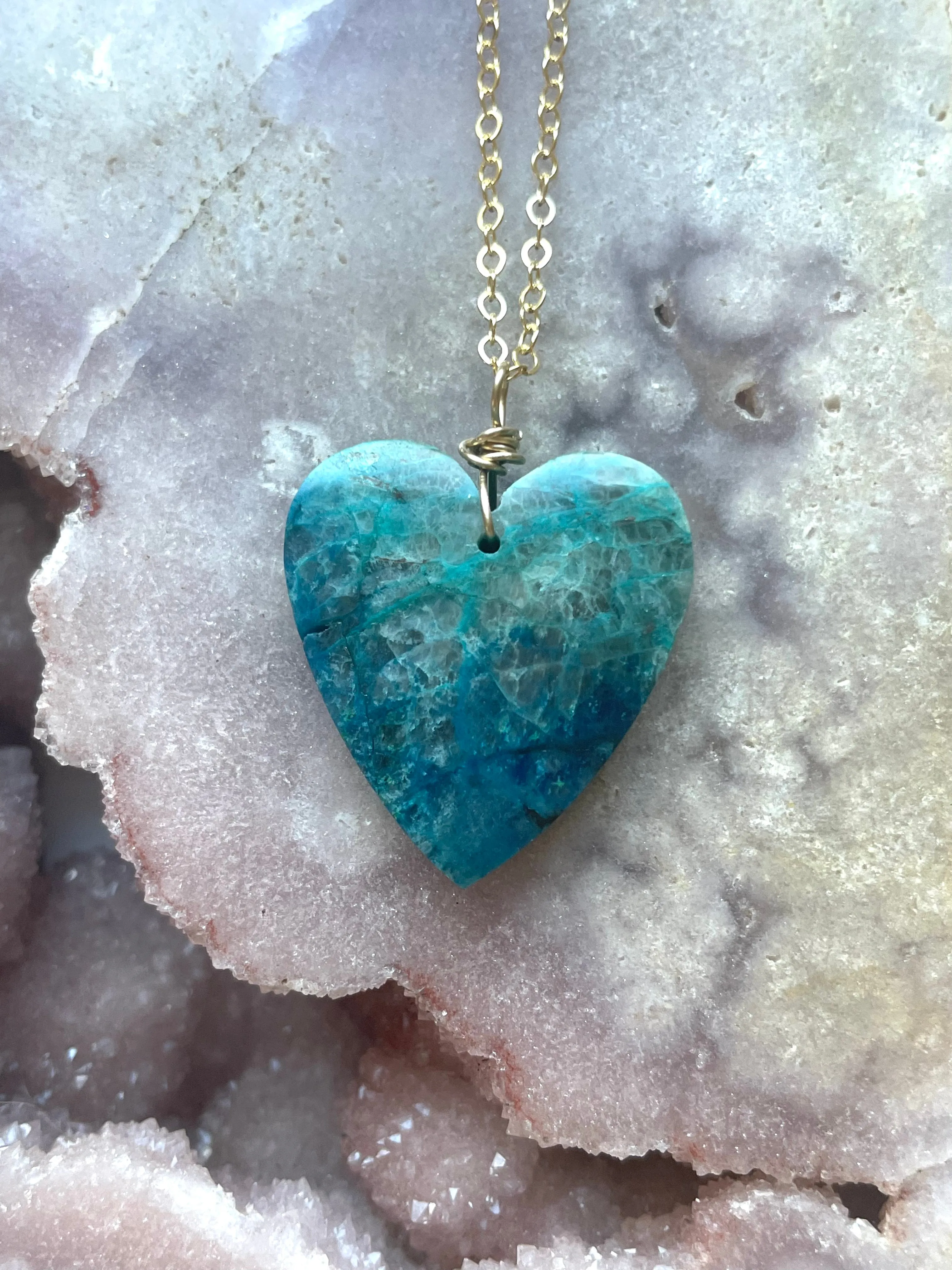 Chrysocolla Heart Pendant Necklace