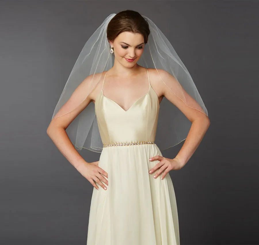 Classic Gold Pencil Edge Ivory Bridal Veil