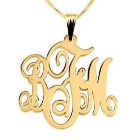 Classic Monogram Necklace 24k Gold Plated