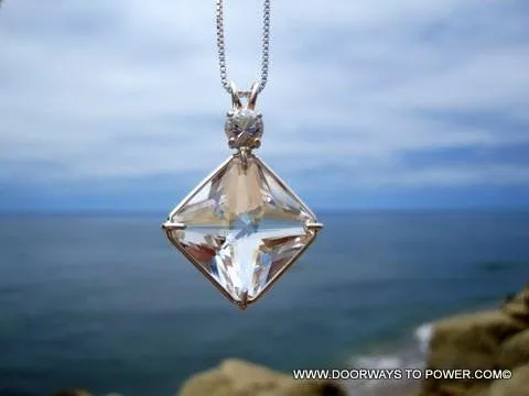 Clear Quartz & White Topaz Magician Stone Pendant