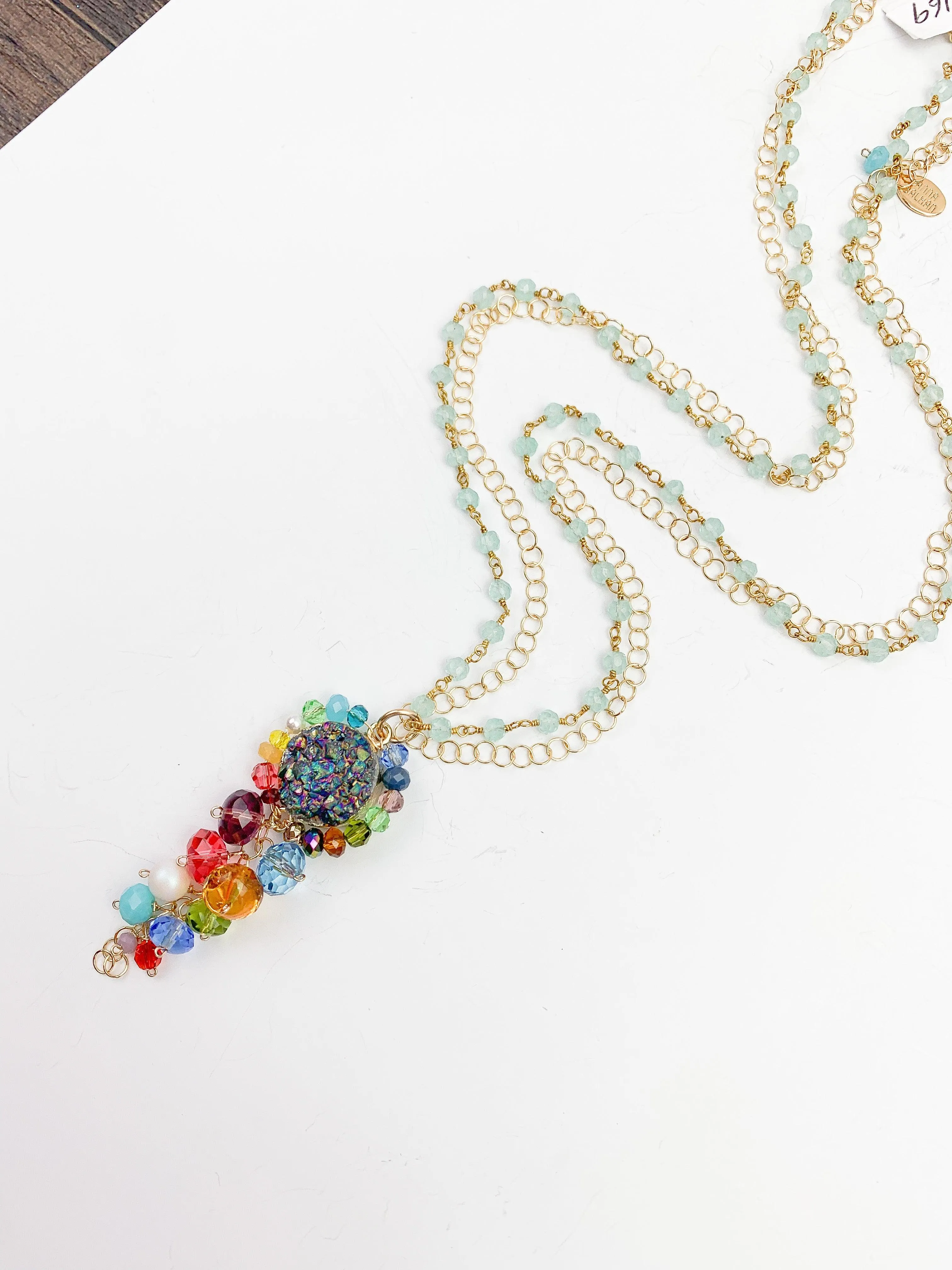 Colorful Iridescent Druzy Necklace