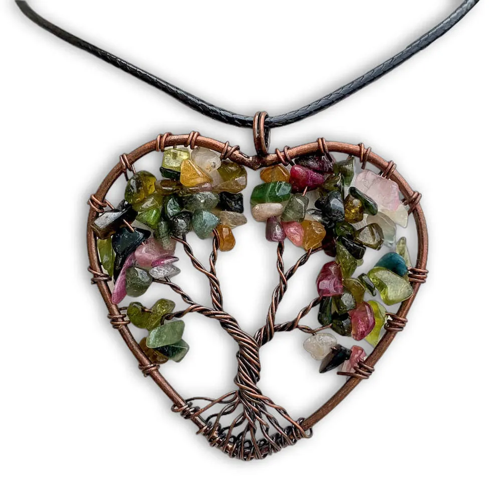 Copper Heart Necklace - Yggdrasil Pendant Necklace