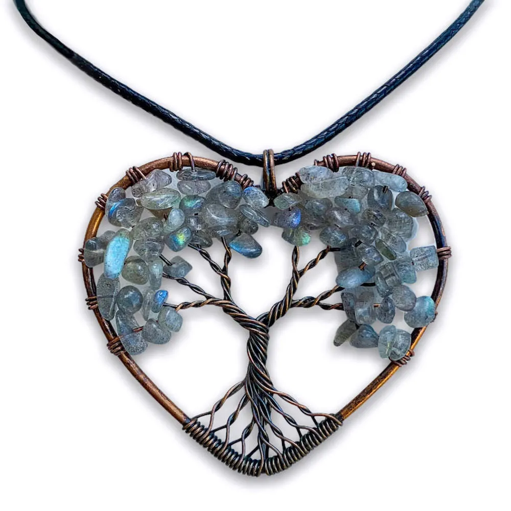 Copper Heart Necklace - Yggdrasil Pendant Necklace