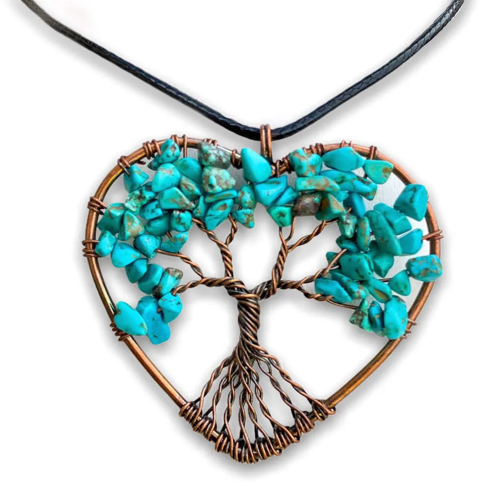 Copper Heart Necklace - Yggdrasil Pendant Necklace