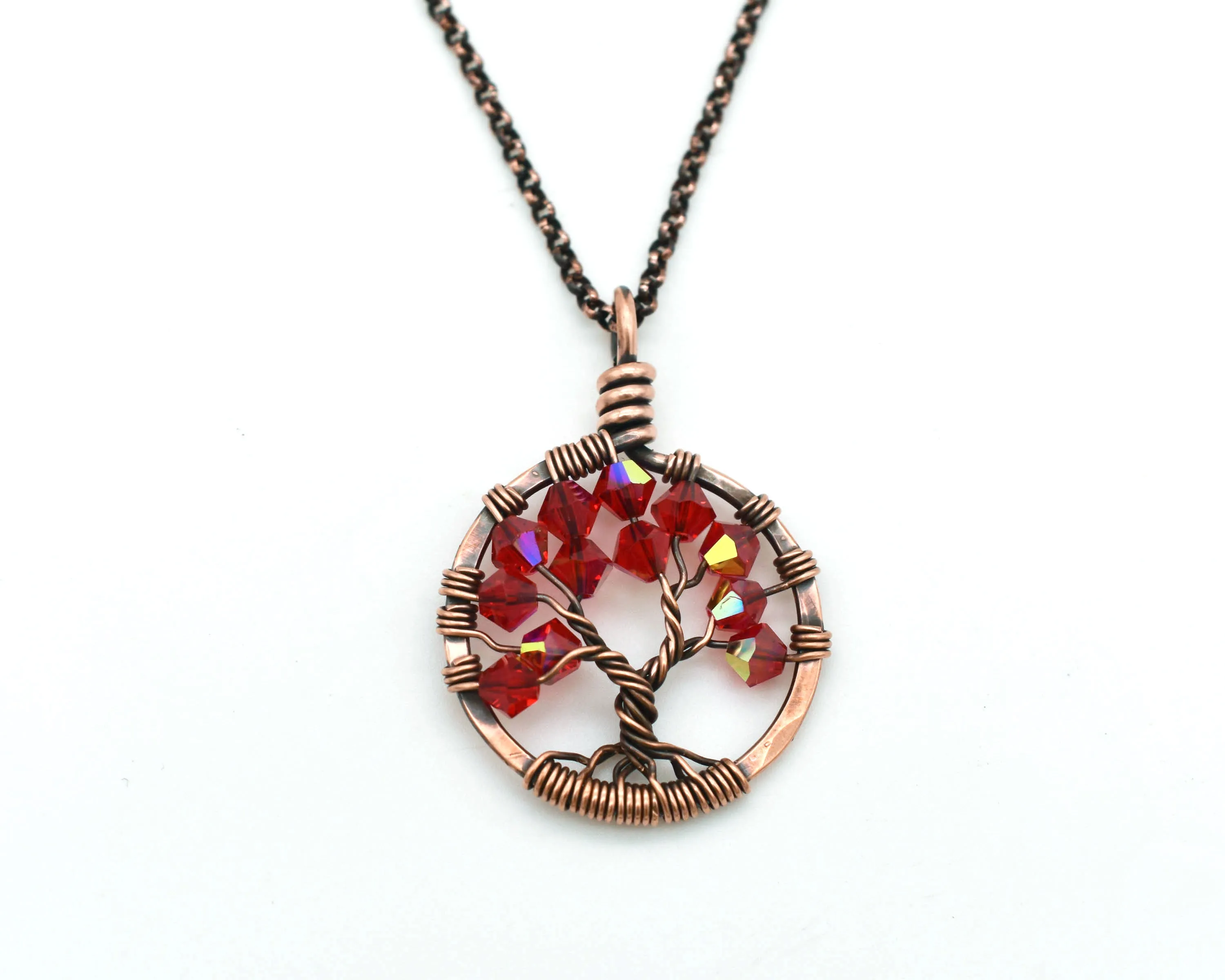 Copper Ruby Tree of Life Crystal Necklace (July)