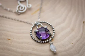 Crown Chakra Necklace | Handcrafted Amethyst and Moonstone Jewelry