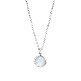 Cushion-Shaped Rainbow Moonstone Necklace